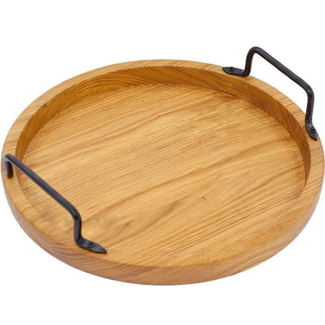 Round Tray Serving Tray Wood Tray Large Round Tray Wooden Etsy