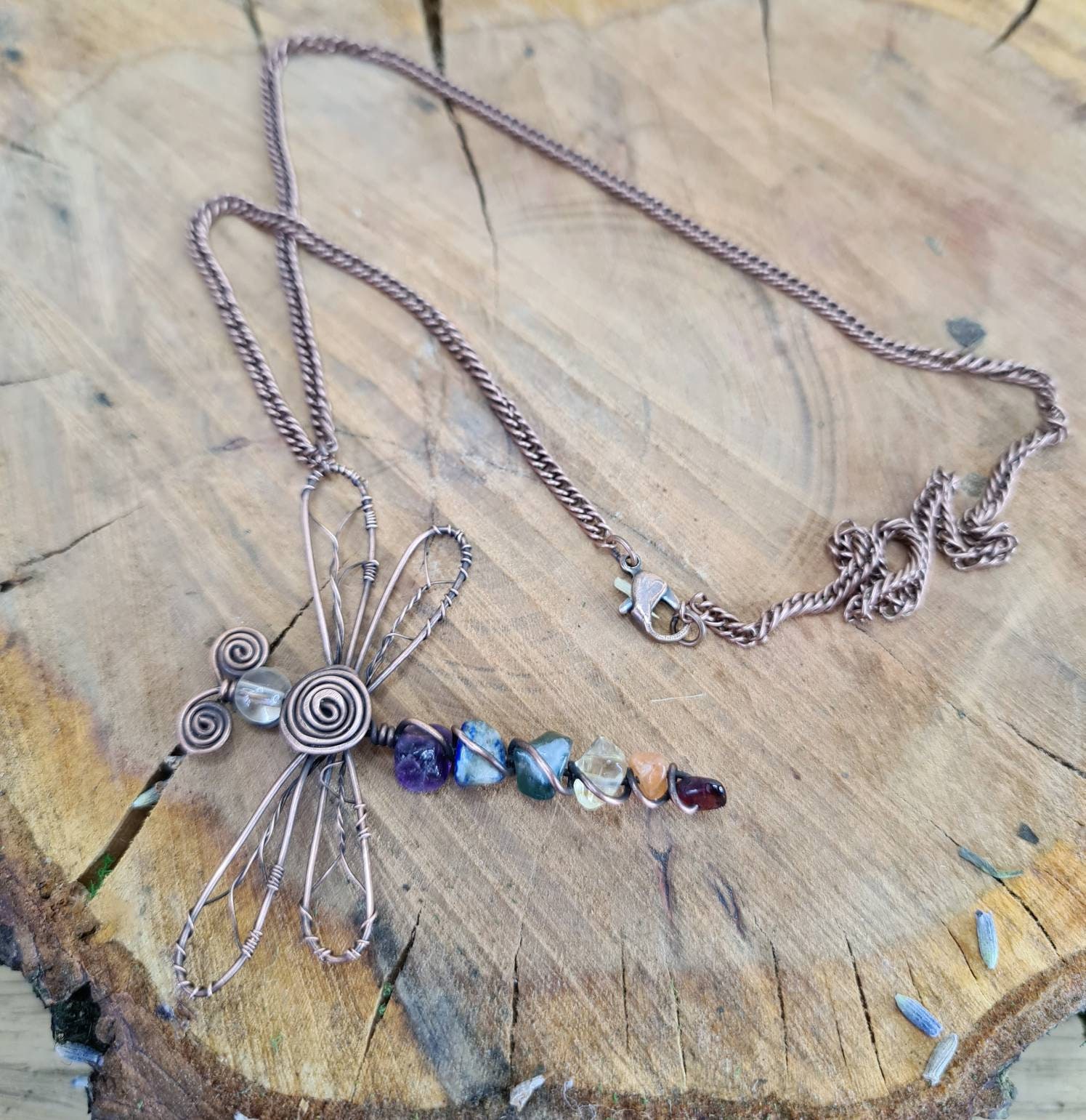 Pendentif En Cuivre Enveloppé Main Avec Labradorite Flash Néon – Bijou Artisanal Unique – Idéal Pour Cadeau