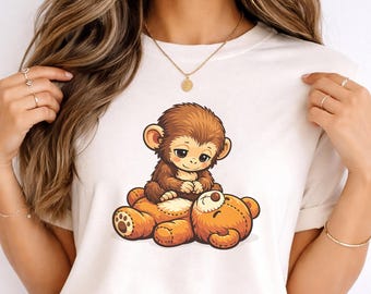 Punch Monkey Plush Illustration, Viral Emotional Baby Monkey SVG (Digital Download)