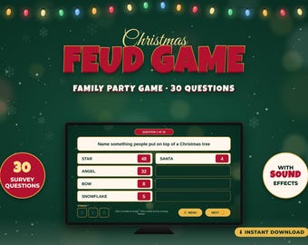 Christmas Feud Game, Family Party Game for PowerPoint, Printable Holiday Game, Digital Download