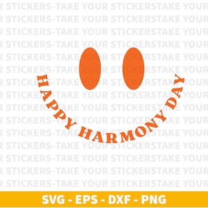 Glad Harmony Day SVG PNG: Rolig smiley (digital nedladdning)