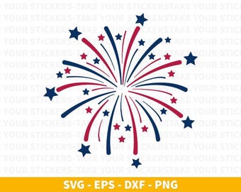 4th of July Fireworks Vector Graphics, Patriotic (svg, png, eps, dxf) (Digital Download)