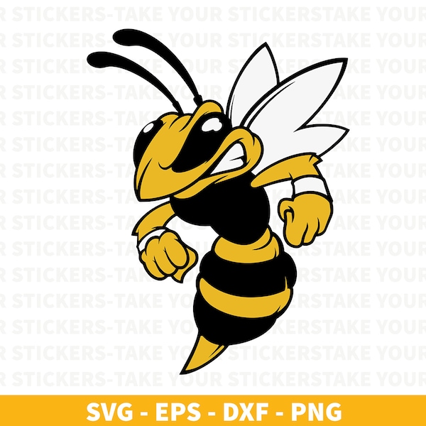 Hornet Bee Mascot SVG , Hrnet Bee Mascot SVG & PNG Instant Download, Bumblebee, mascot svg, hornet mascot svg, hornet clipart