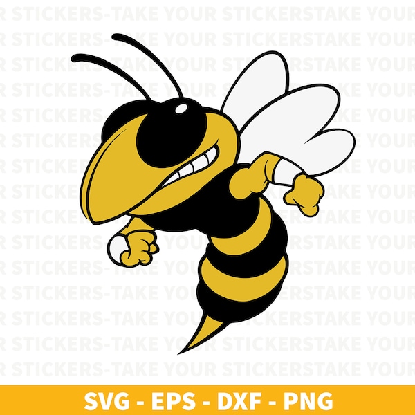 Hornet Bee Mascot SVG , Hrnet Bee Mascot SVG & PNG Instant Download, Bumblebee, mascot svg, hornet mascot svg, hornet clipart