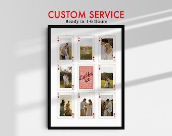 Custom Playing Card Photo Collage Wall Art | Personalized Anniversary Gift | Valentine’s Day Couple.