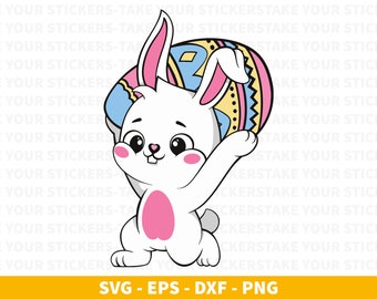 Happy Easter Bunny (svg, png, eps, dxf) (Digital File)