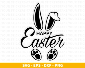 Happy Easter Bunny SVG PNG: Bunny Ears Cut Files (Digital Download)
