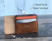 Personalized Tanned Leather Card Holder, Front Pocket Card Holder, Handmade Card Holder, monogrammed Gift Birthday Anniversary Graduation