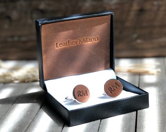 Personalized Leather Cufflinks initial Cufflinks Personalized Wedding Gift 10 year Anniversary Gift Groomsmen cufflink Monogram Gift for Men