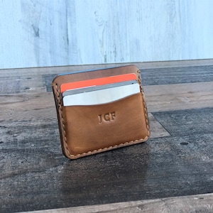 Personalized Leather Credit Cards Wallet, Front Pocket Card Holder for Men, Leather Card Sleeve, Birthday Gift, Handmade Wallet for him