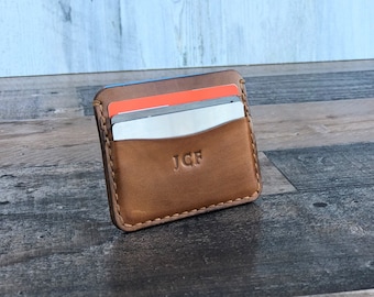 Personalized Leather Credit Cards Wallet, Front Pocket Card Holder for Men, Leather Card Sleeve, Birthday Gift, Handmade Wallet for him