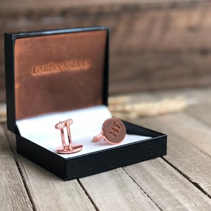 Personalized Groomsmen Cufflinks, Custom leather Initial Cufflinks, Wedding Usher Gift, Anniversary Gift for Husband, Birthday Gift for Him image 7