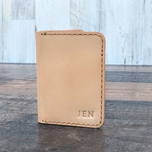 Slim Leather Wallet, Personalized Card Holder, Slim Anniversary Wallet, Monogrammed wallet for him, Minimalist Mens wallet image 10