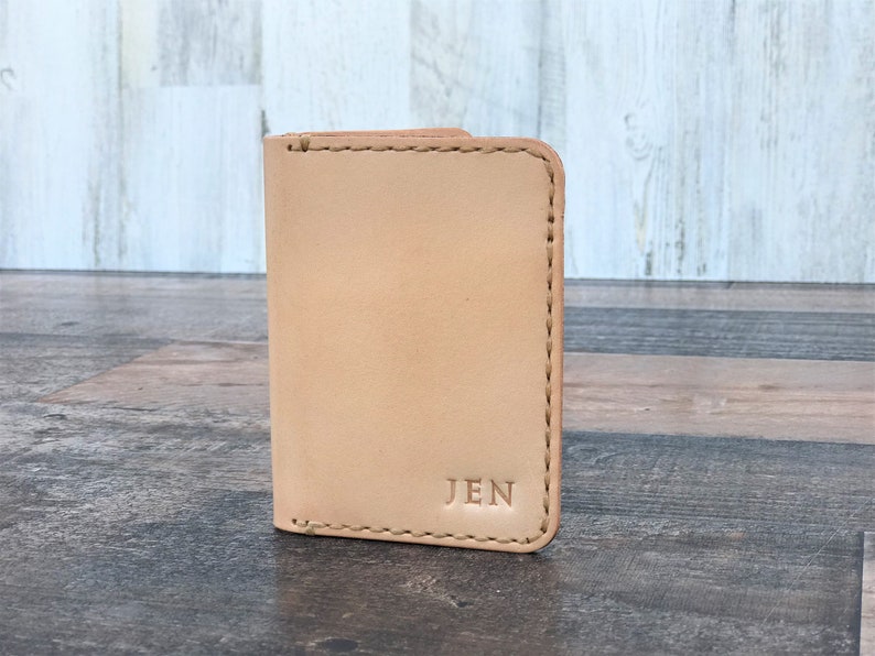 Slim Leather Wallet, Personalized Card Holder, Slim Anniversary Wallet, Monogrammed wallet for him, Minimalist Mens wallet image 10