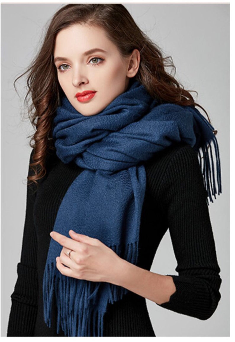 100% pure cashmere scarf unisex classic blue gray color | Etsy