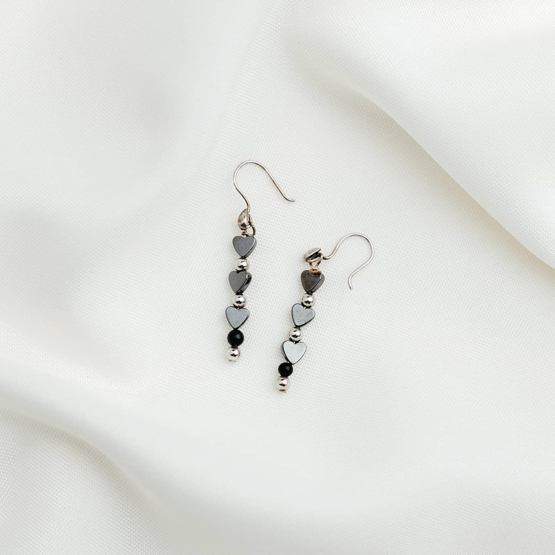 Black heart earrings Etsy