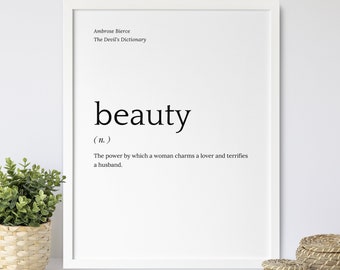 Beauty Dictionary Definition Meaning Wall Art Print Poster Salon Home Decor Gift 