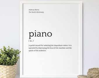 Piano Definition Poster, Funny Digital Download