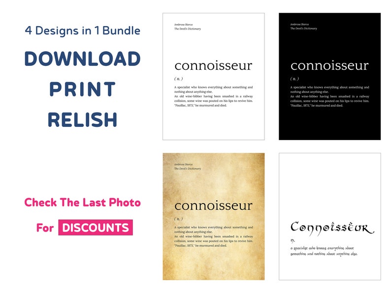 Connoisseur Definition Poster Wine Tasting Printable Etsy