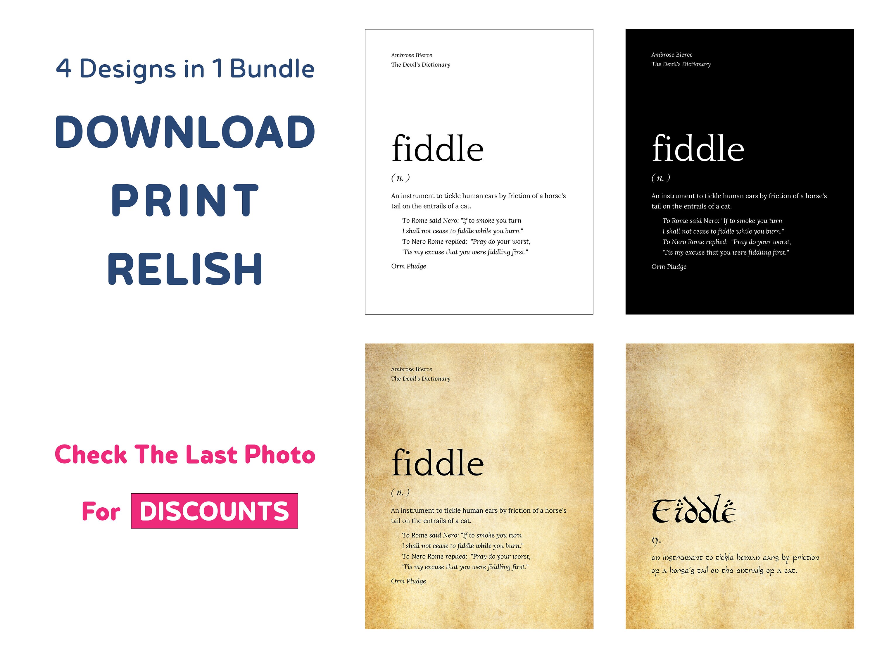 Fiddle Definition Quote Joke Printable Wall Art Violin Gift Etsy