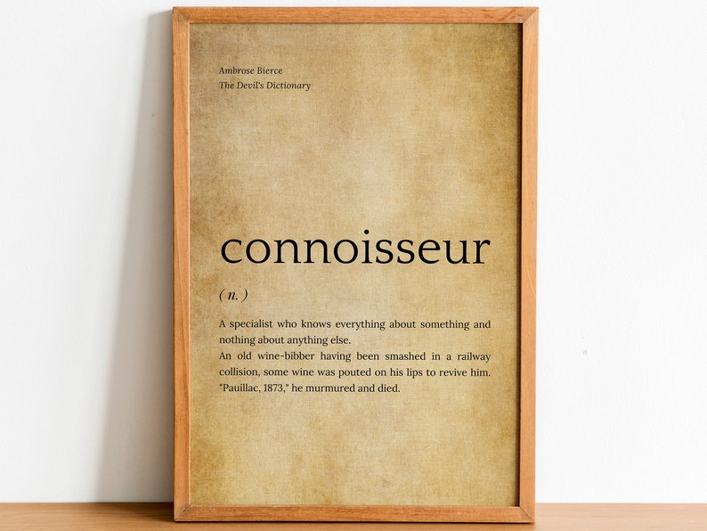 Connoisseur Definition Poster Wine Tasting Printable Etsy