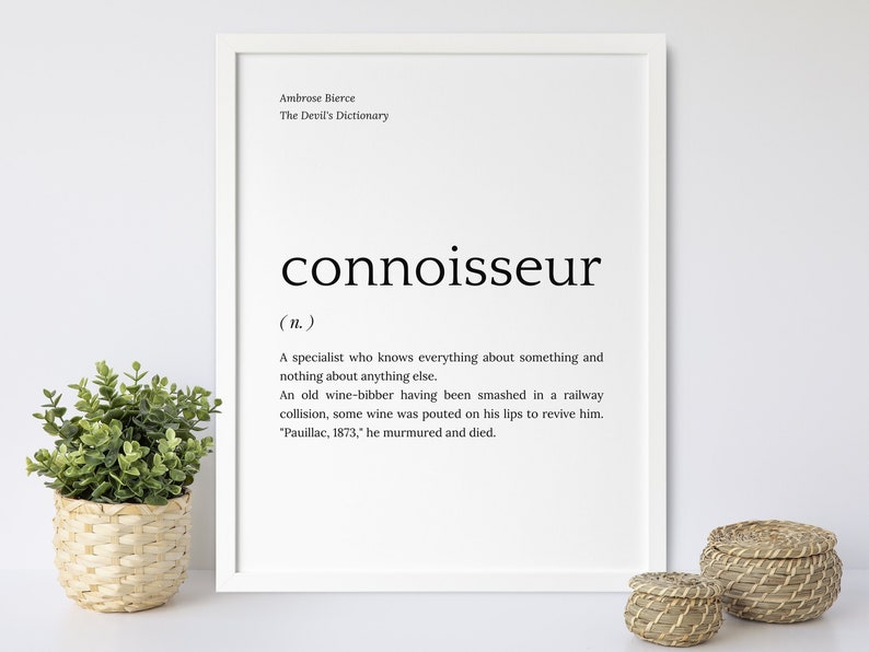 Connoisseur Definition Poster Wine Tasting Printable Etsy