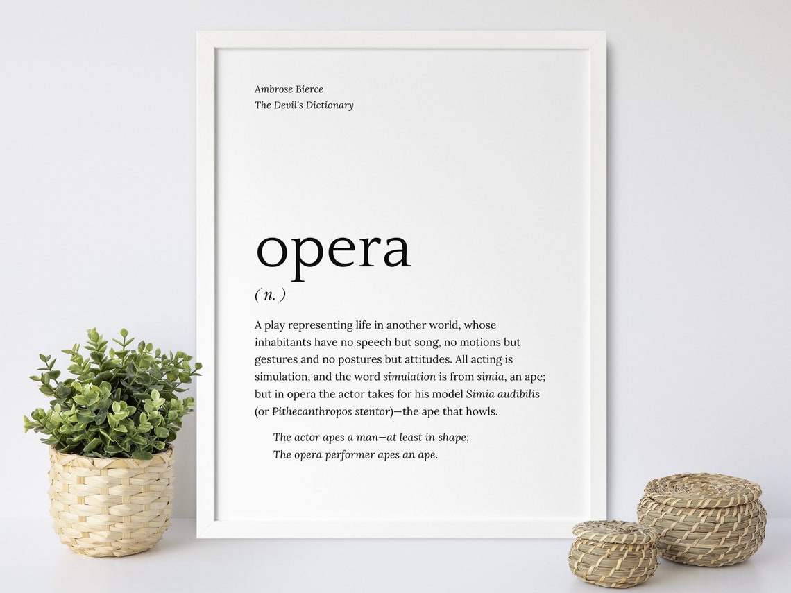 Opera Definition Printable, Dictionary Page Art Etsy