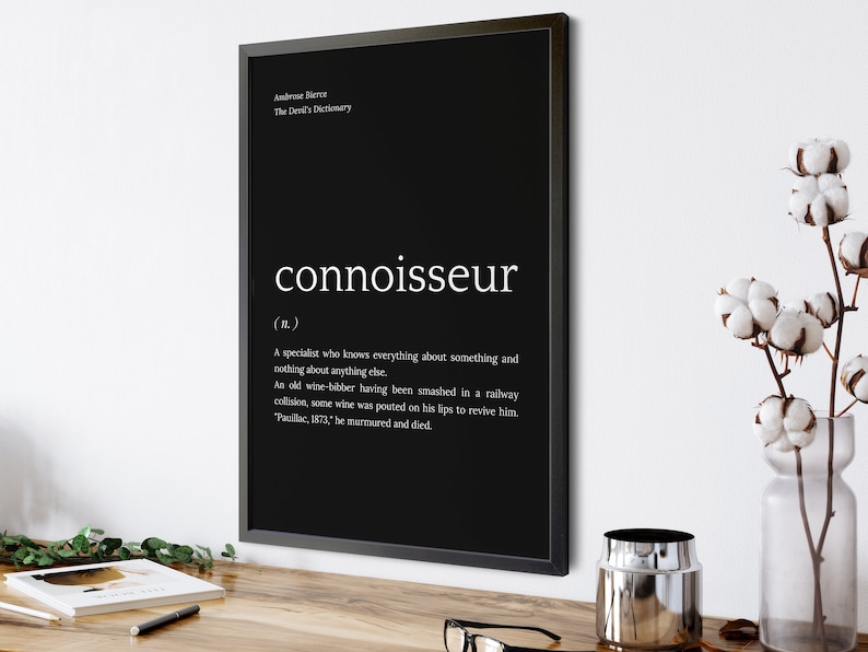 Connoisseur Definition Poster Wine Tasting Printable Etsy