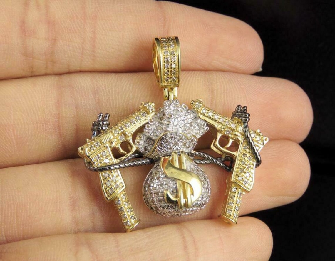 Heavy Money Bag Pendant2 CT Excellent Round Cut Simulated | Etsy