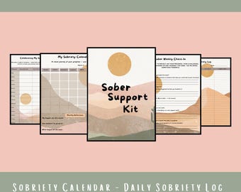 Kit de apoyo para la sobriedad / Diario de recuperación imprimible / Registro de sobriedad / Descarga digital instantánea / Cuaderno de trabajo para la recuperación de adicciones