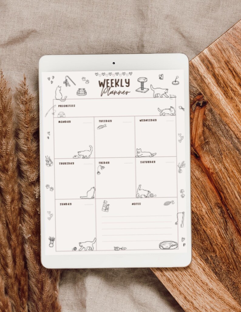 Cat Weekly Planner Printable – Cute Kitty Weekly Schedule and To-do ...