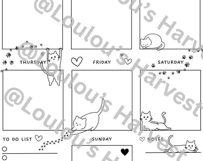Cat Weekly Planner Printable – Cute Kitty Weekly Schedule and To-do ...