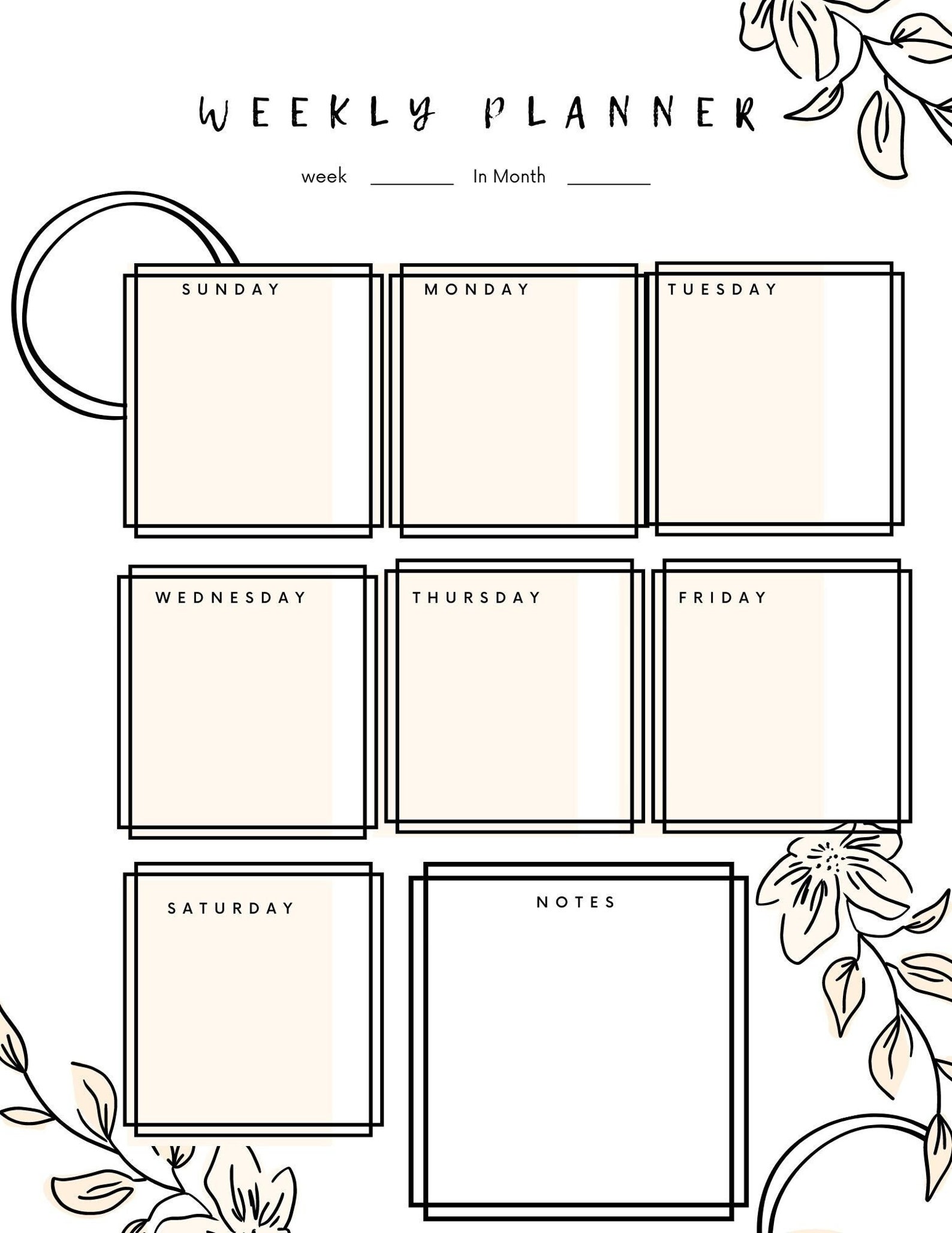 Minimalist Weekly Planner Printable – Undated Weekly Schedule Page ...