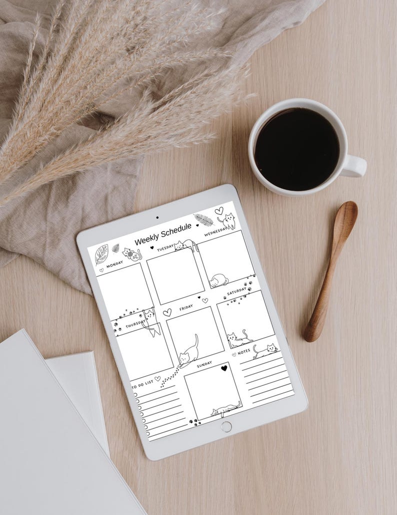 Cat Weekly Planner Printable – Cute Kitty Weekly Schedule and To-do ...