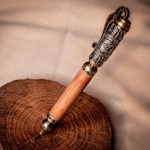 Executive Steampunk Cedar Ballpoint Pen, Custom Luxury Hardwood Pen, Bespoke Gifts for Him
