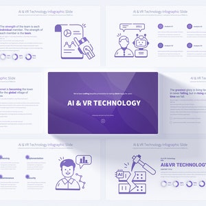 Innovative AI & VR Power Point Infografik | Engagierte Präsentationsfolien für künstliche Intelligenz und Virtuelle Realität Technologie
