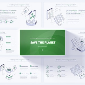 Save the Planet PowerPoint Presentation Template | Renewable Energy, Green Ecology, Solar Energy Infographic Slides