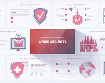 Cyberbezpieczeństwo Infografiki PowerPoint Slajdy, cyberbezpieczeństwo, bezpieczeństwo komputerowe, bezpieczeństwo internetowe, bezpieczeństwo informacji