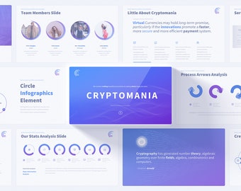 暗号通貨の PowerPoint プレゼンテーション テンプレート | Cryptomania 向けの最小限のブロックチェーンと暗号デザイン