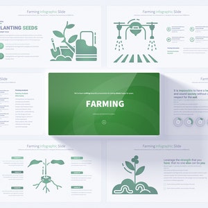 Modello di presentazione PowerPoint per agricoltura e allevamento/diapositive infografiche per agricoltura, raccolto, sementi e approfondimenti agricoli