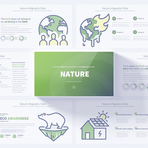 Plantilla de presentación de PowerPoint de Nature, diapositivas de plantilla de presentación de Power Point ecológico de ecología, diapositivas de presentación de iconos de ilustración de naturaleza