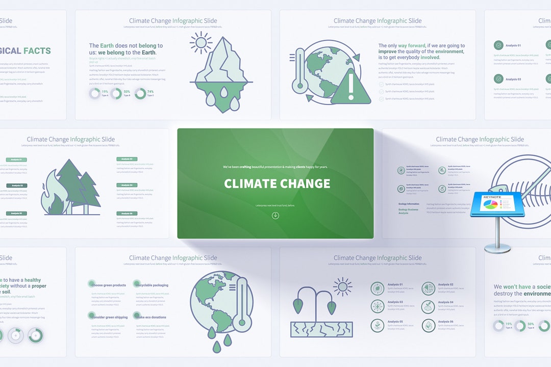Climate Introduction Slideshow Background Professional Climate Change Keynote Slides | Editable Infographics ...