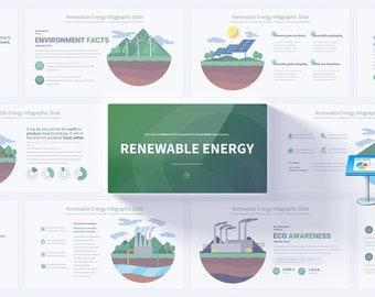 Renewable Energy Keynote presentation template, Renewable Energy ecology infographics keynote elements, eco awareness slides