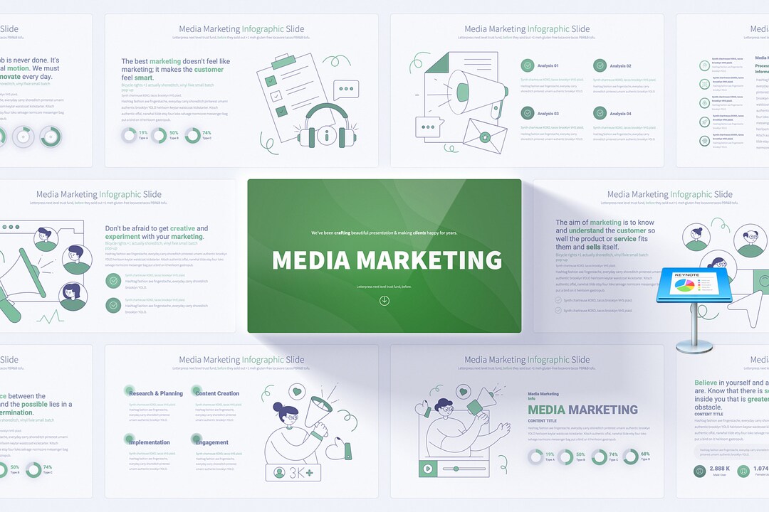 Media Marketing Keynote Presentation Template | Promotion and Social ...
