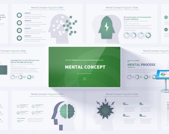 Mental Concept Minimal Keynote Presentation Template, mental health keynote presentation template, mental process infographic slides