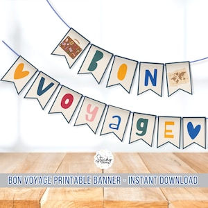Bon voyage banner Printable farewell party moving garland DIY travel party digital instant download