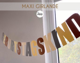 Maxi-Girlande „Geburtstagskind“ in Herbstfarben personalisiert mit Namen auf Wunsch beige Partydeko für Kindergeburtstagsdeko