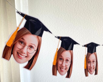 Abschlussfoto-Banner | Banner mit individuellem Gesicht | Individuelles Bildbanner für Cupcake-Topper zur Abschlussfeier