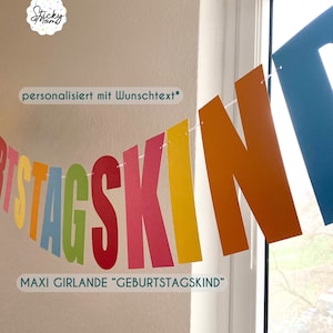 Maxi ghirlanda "Geburtstagskind" nei colori dell'arcobaleno personalizzata con nome su richiesta compleanno kinder arcobaleno festa personalizzata