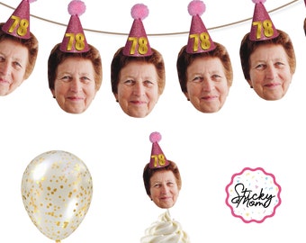 Custom Photo banner | face banner printable | face birthday fun party people 21st 30th 40th 50th 70th 80th funny birthday